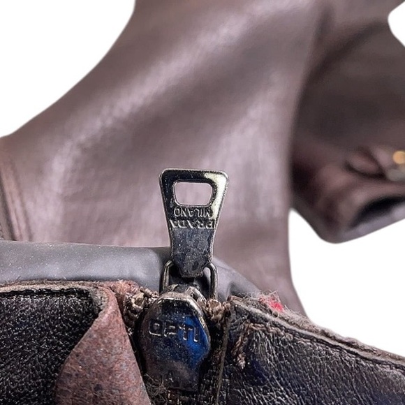 Prada Brown Leather Ankle Boot - Prada Kitten Heel Ankle Boot - Size 9 - Picture 3 of 10